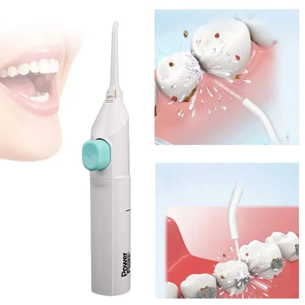 Portable dental water flosser cleaning teeth and braces with powerful water jet